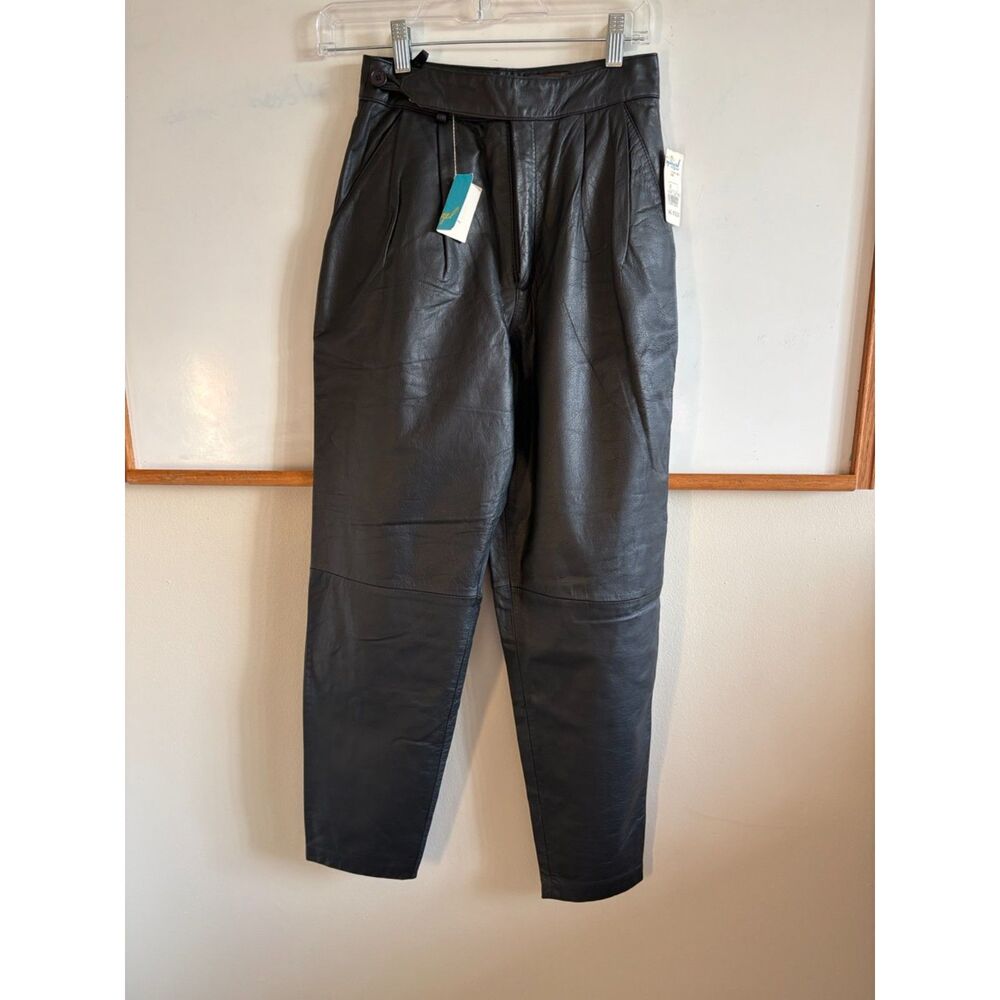 Vintage Toffs Genuine Leather High-Waist Pleated Pants NWT Deadstock Size 4